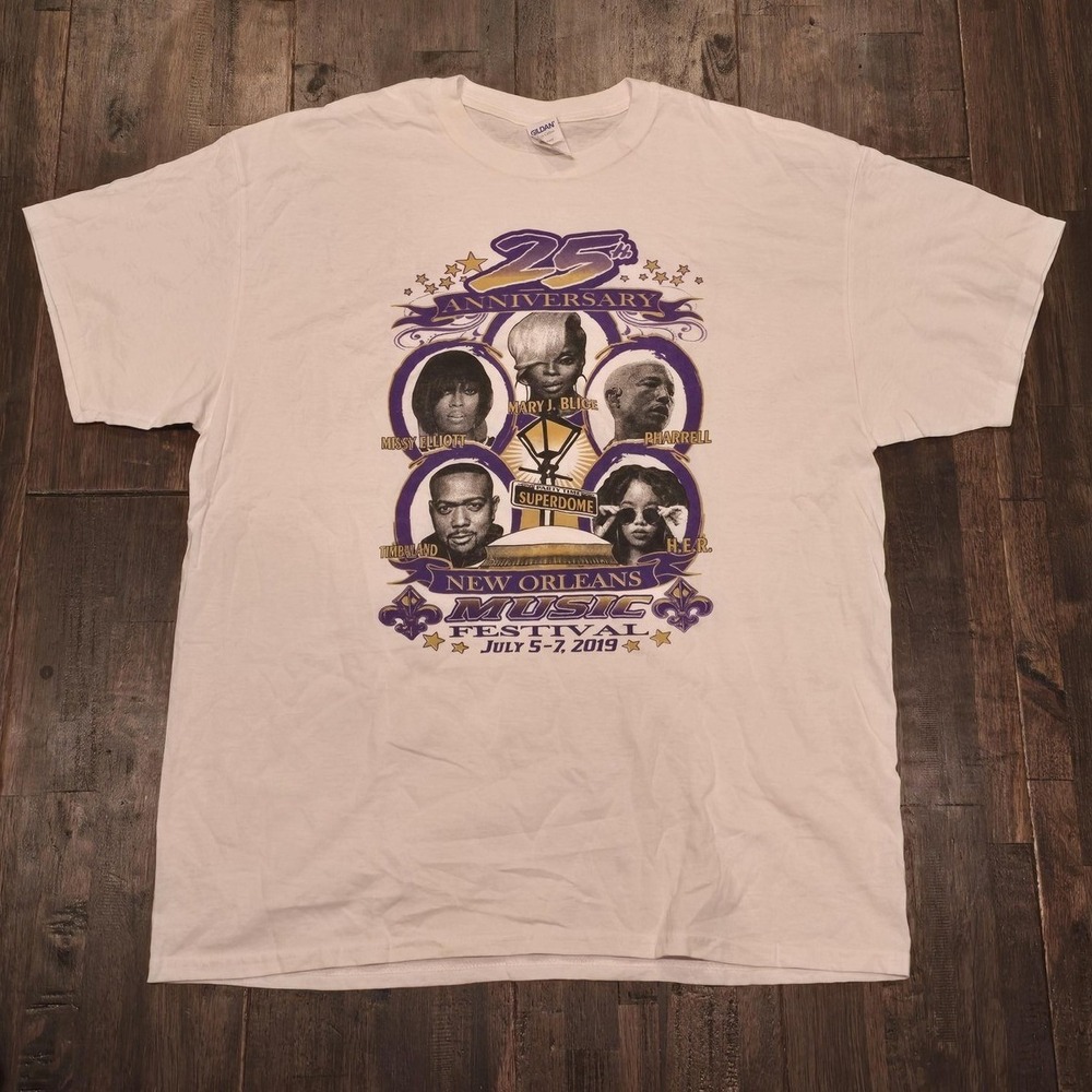 25th Anniversary New Orleans 2019 Superdome Music Festival T-Shirt Mens XL White